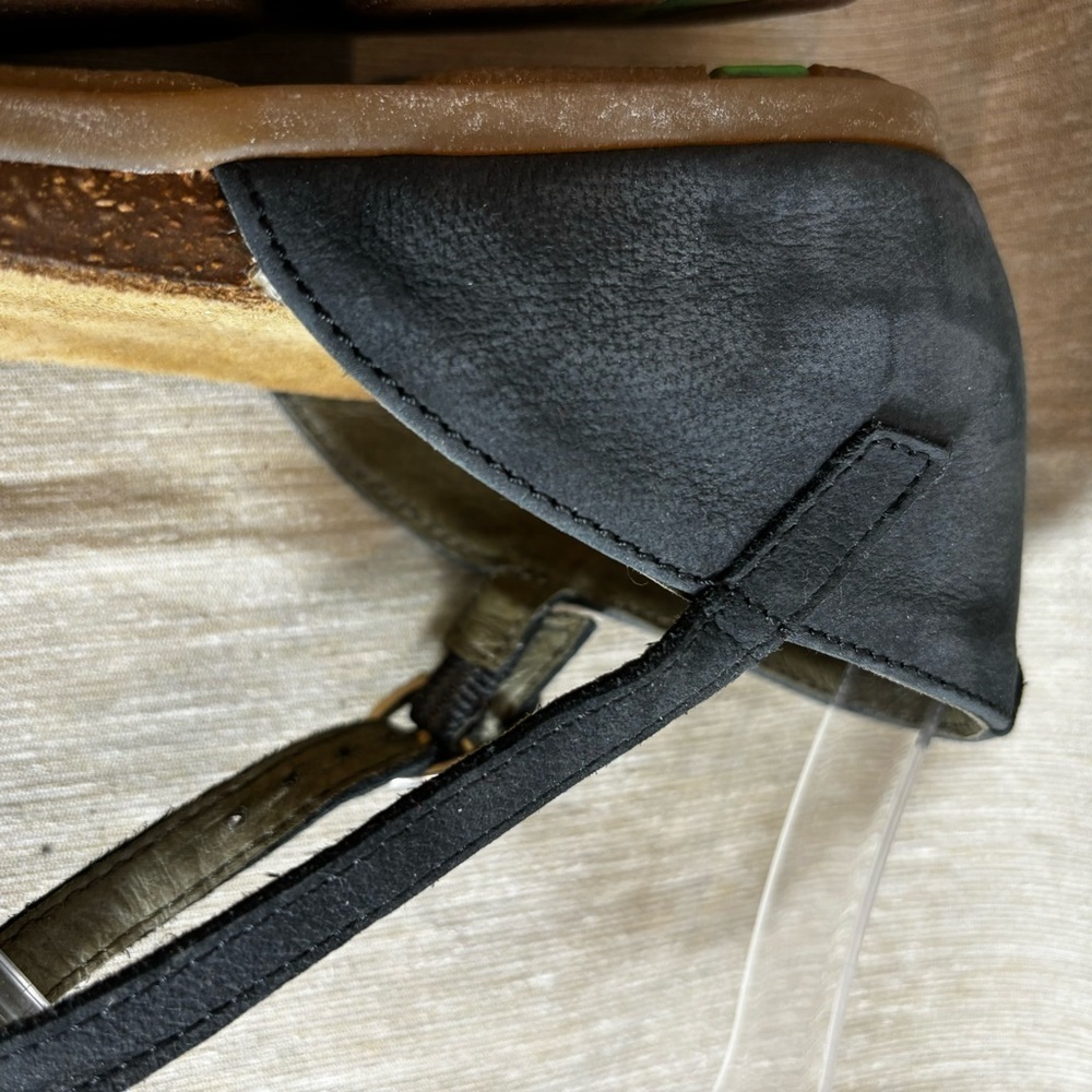 EL NATURALISTA Sz 41 Tan Black Pointy  Ankle Strap Leather Sandals Comfort Shoes - Picture 6 of 12